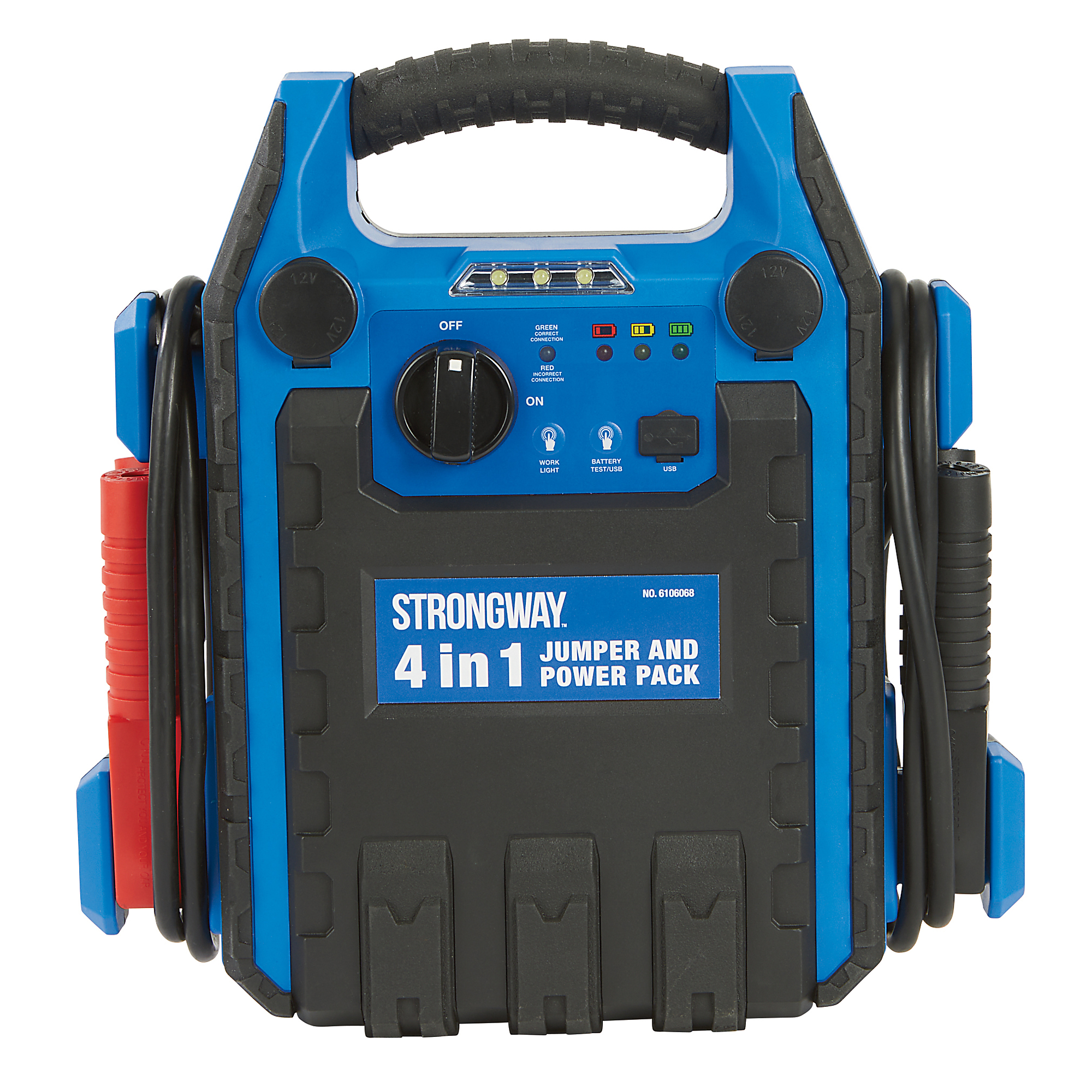 Strongway 12V Jump Starter and Power Pack, 900A Peak, 250 PSI Air Compressor, USB Charging, LED Light